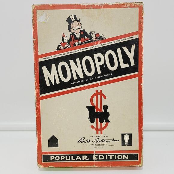 Monopoly 1954 Antique Vintage Red NO BOARD **IOB** - Picture 1 of 14